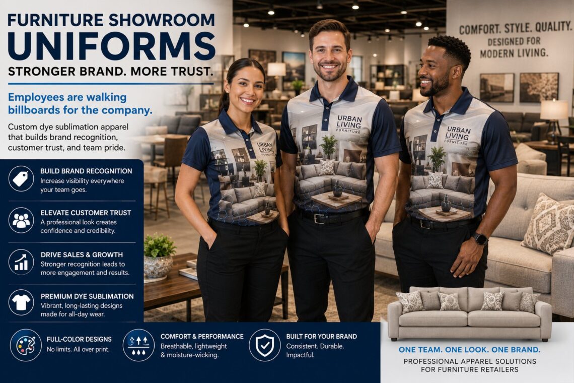 Furniture Showroom Uniforms: How Branded Apparel Strengthens Sales, Visibility, and Customer Trust
