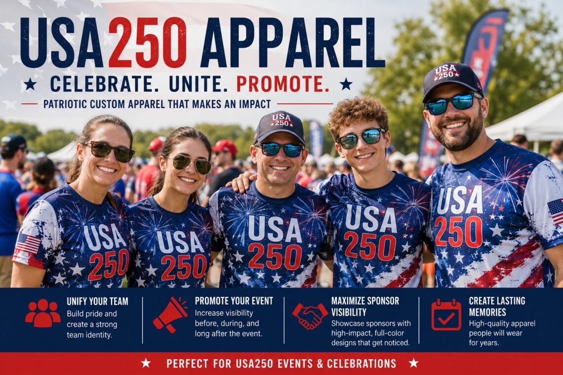 USA250 Apparel: Event Branding, Sponsor Visibility, and Patriotic Custom Apparel for America’s 250th Celebration